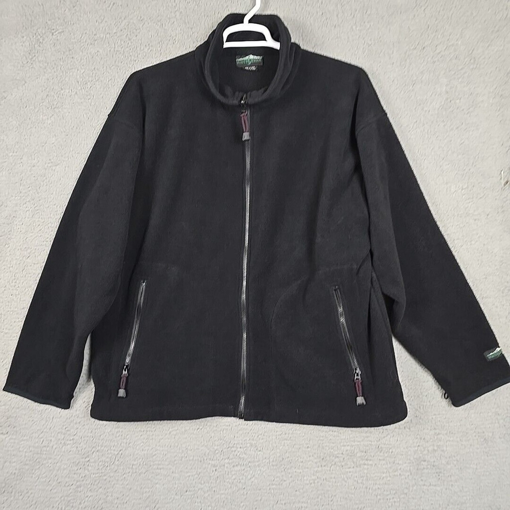 Vintage WHITE SIERRA Soft Fleece Zipper Jacket Black Mens Size XL